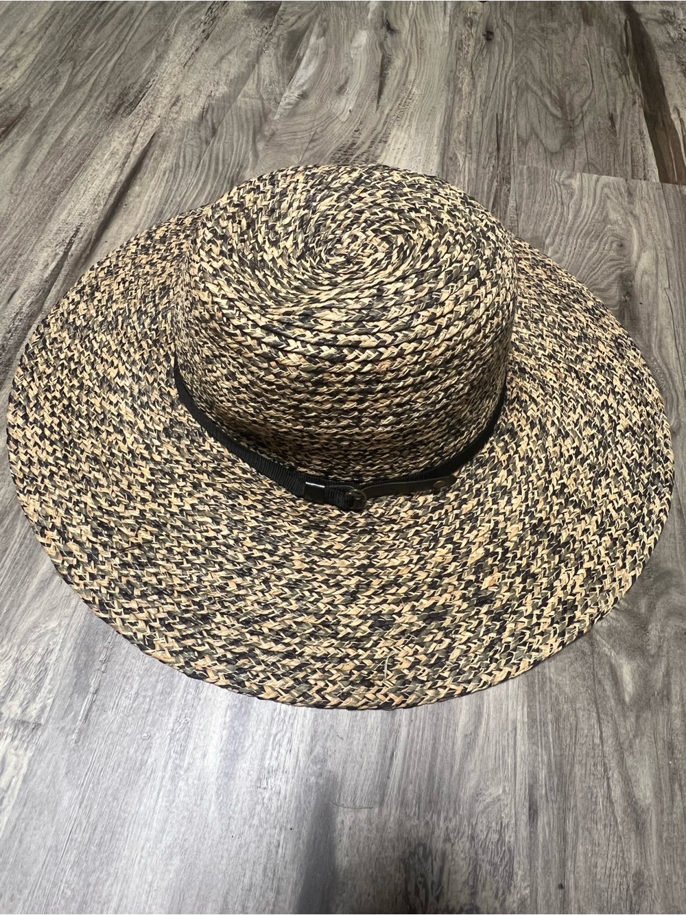 Filippo Catarzi Italy 100% Raffia Mixed Weave Wide Brim Sun Hat 5" Brim